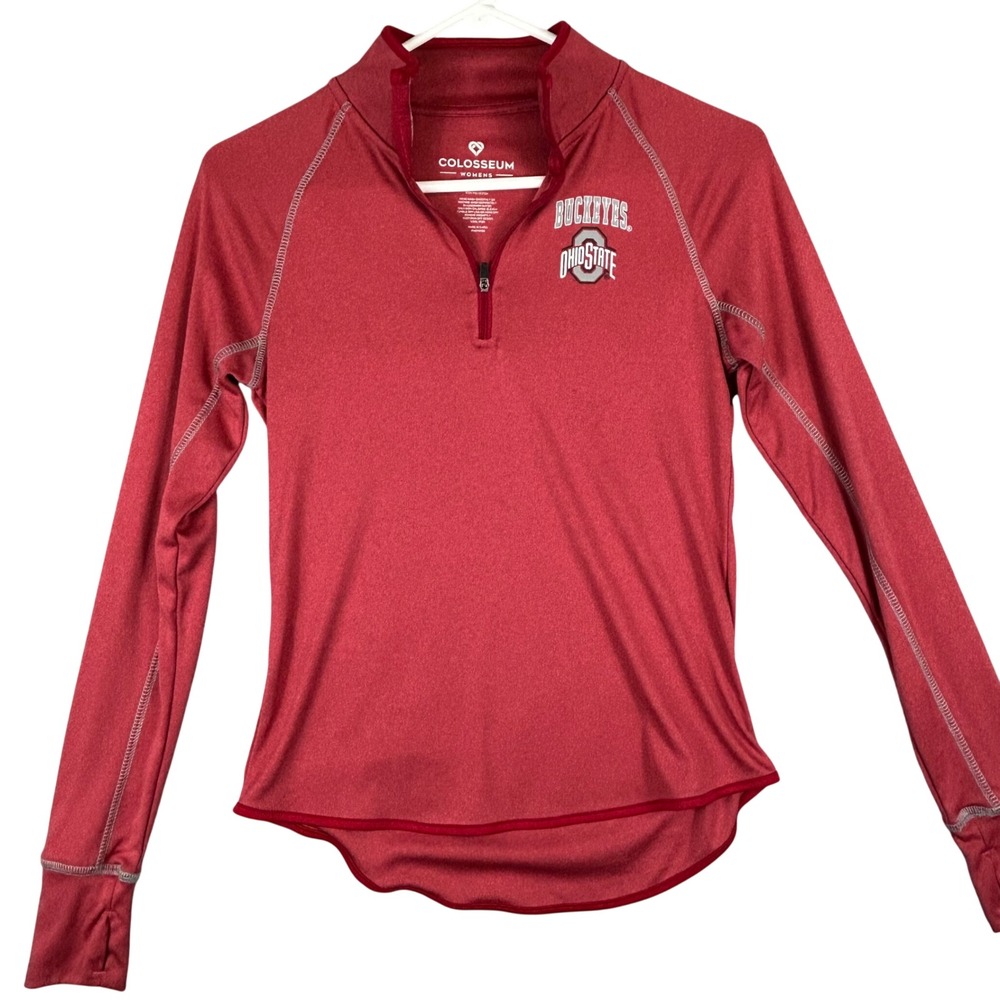 Colosseum Ohio State Buckeyes Womens Small Red Quarter Zip Pullover Thumbholes
